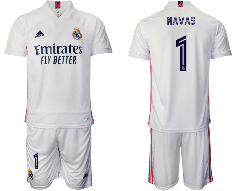 Men 2020-2021 club Real Madrid home #1 white Soccer Jerseys->real madrid jersey->Soccer Club Jersey